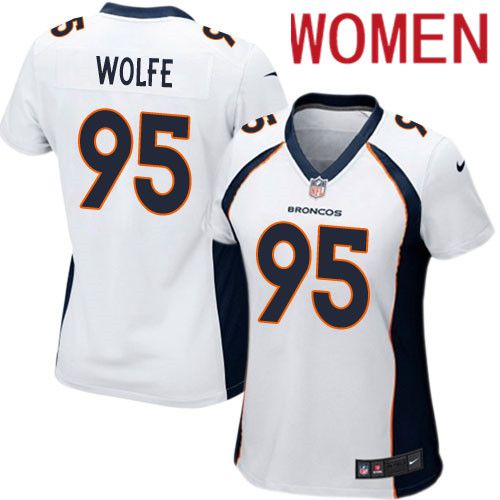 Women Denver Broncos #95 Derek Wolfe Nike White Game Player NFL Jersey->women nfl jersey->Women Jersey